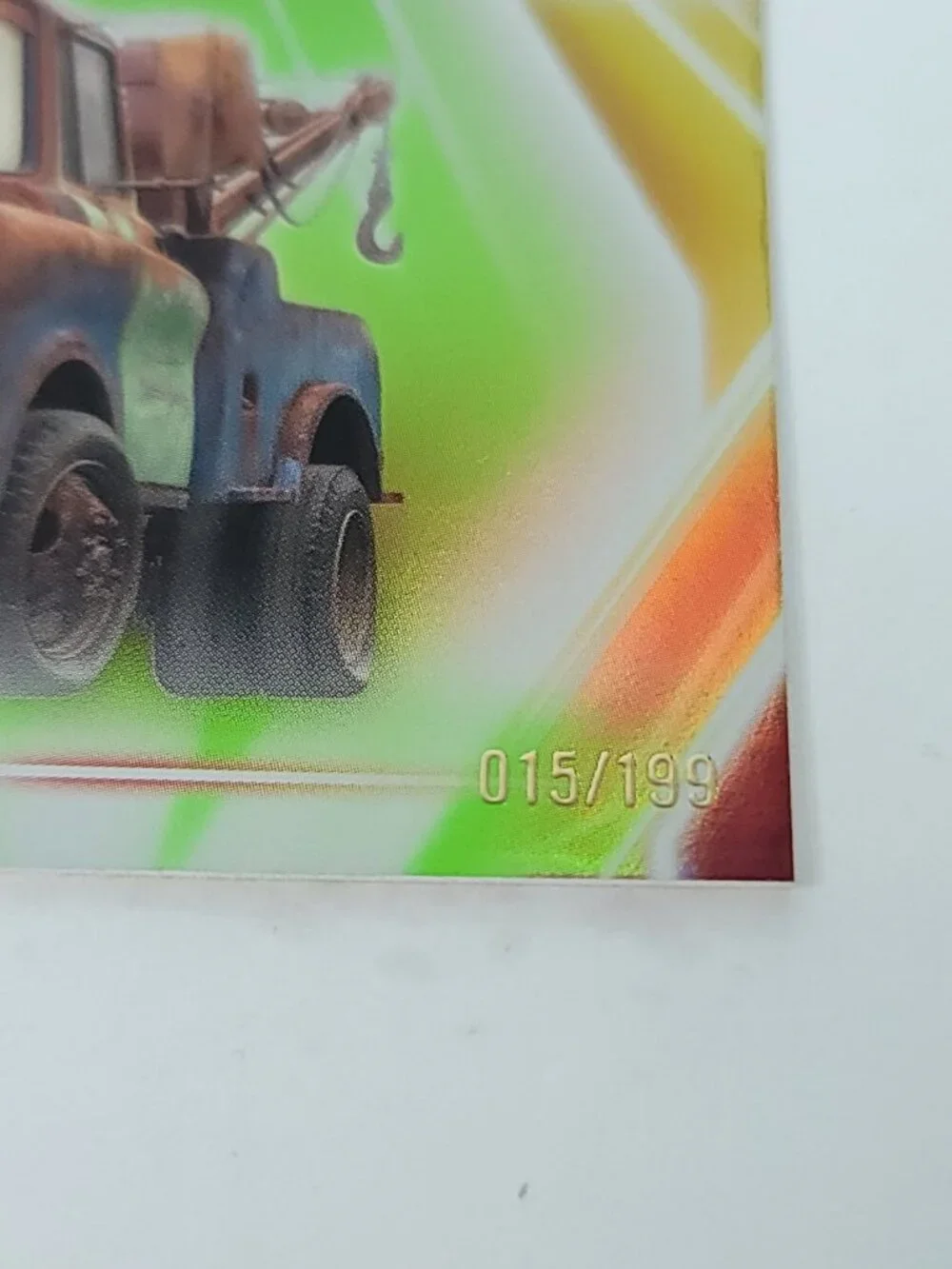 Tow Mater Topps 2026 Disney Neon Holo Parallel Refractor Limited 015/199 - Picture 2 of 4